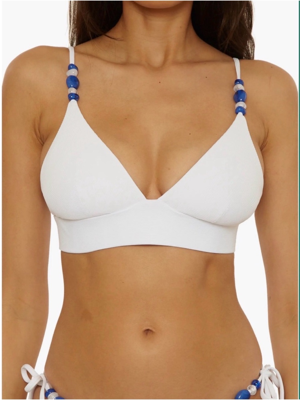 White Beaded Strap Triangle Bikini Too Becca size Small
